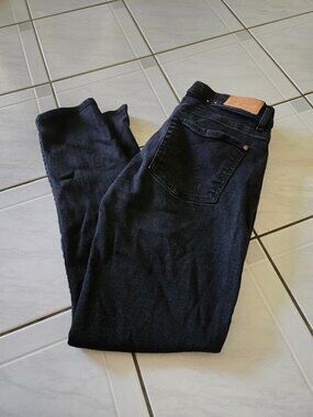 7 For All Mankind Josefina Skinny Boyfriend Jeans Black 26